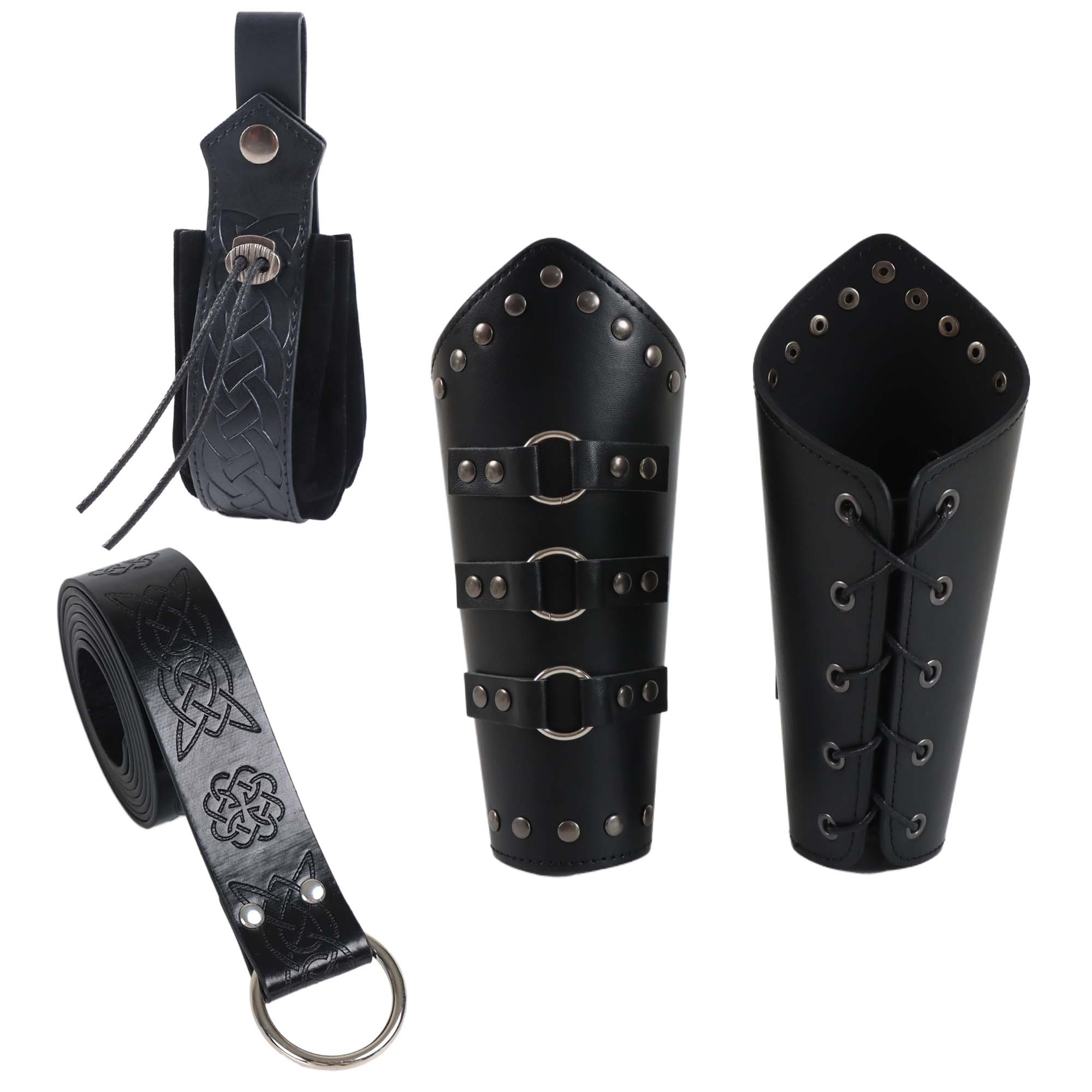 Leather Work Vest - Men Arm Armor PU Leather Medieval