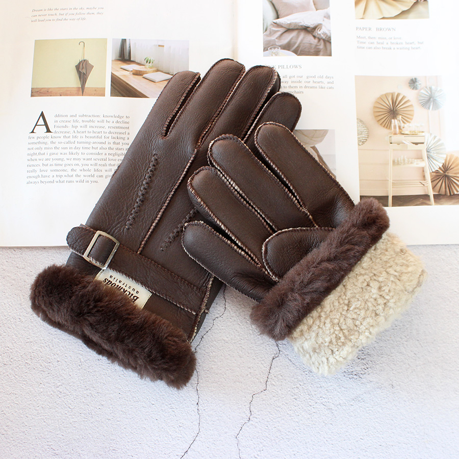 Sheepskin Fur Gloves Men's Thi - Leather Work Winter Gloves ulasan dan harga