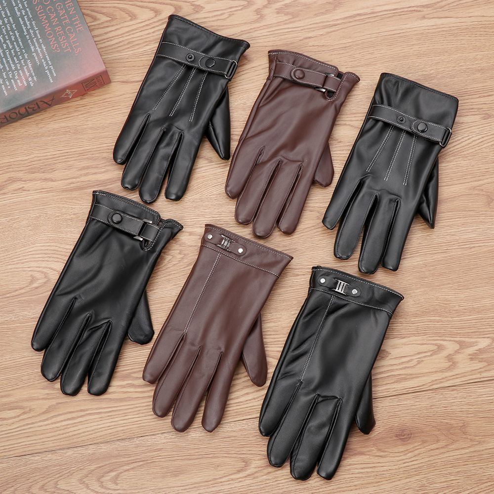 Men's Fleece Thermal Leather G - Leather Work Winter Gloves ulasan dan harga
