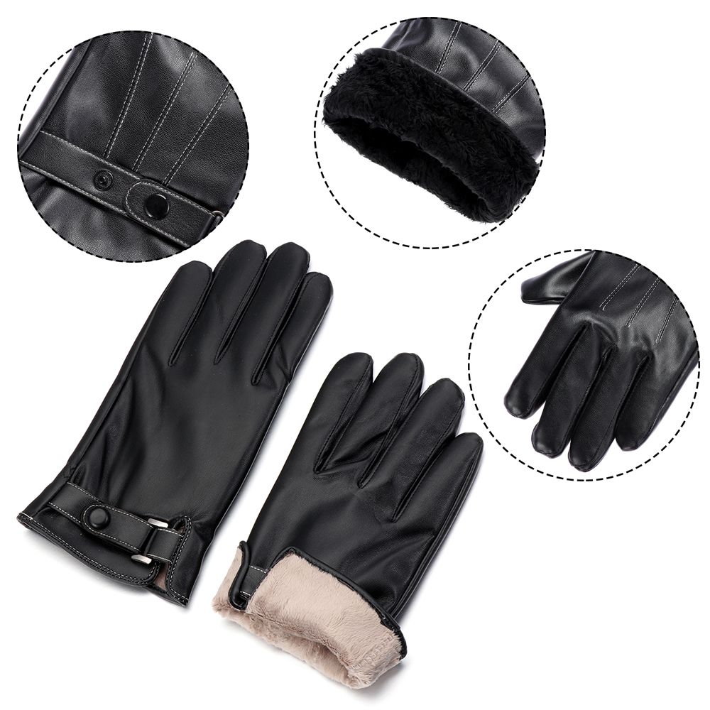 Men's Fleece Thermal Leather G - Leather Work Winter Gloves ulasan dan harga