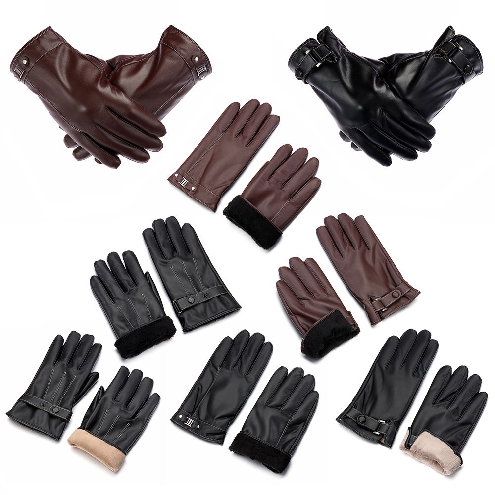 Men's Fleece Thermal Leather G - Leather Work Winter Gloves ulasan dan harga