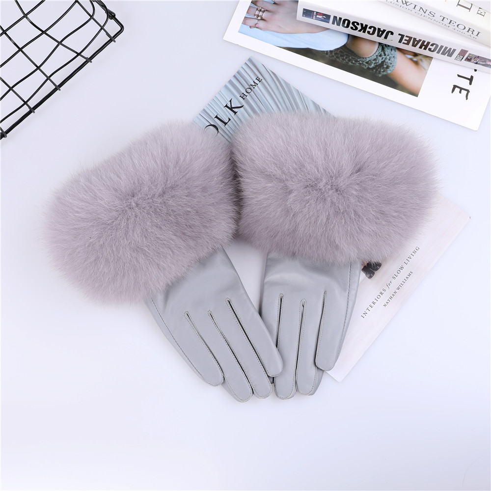 Sheepskin Natural Fox Fur Trim - Leather Work Winter Gloves ulasan dan harga