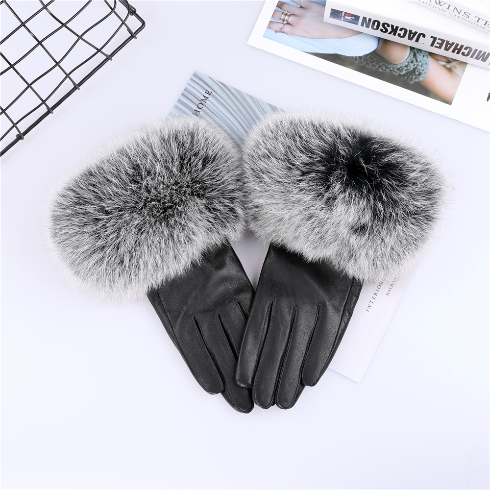 Sheepskin Natural Fox Fur Trim - Leather Work Winter Gloves ulasan dan harga