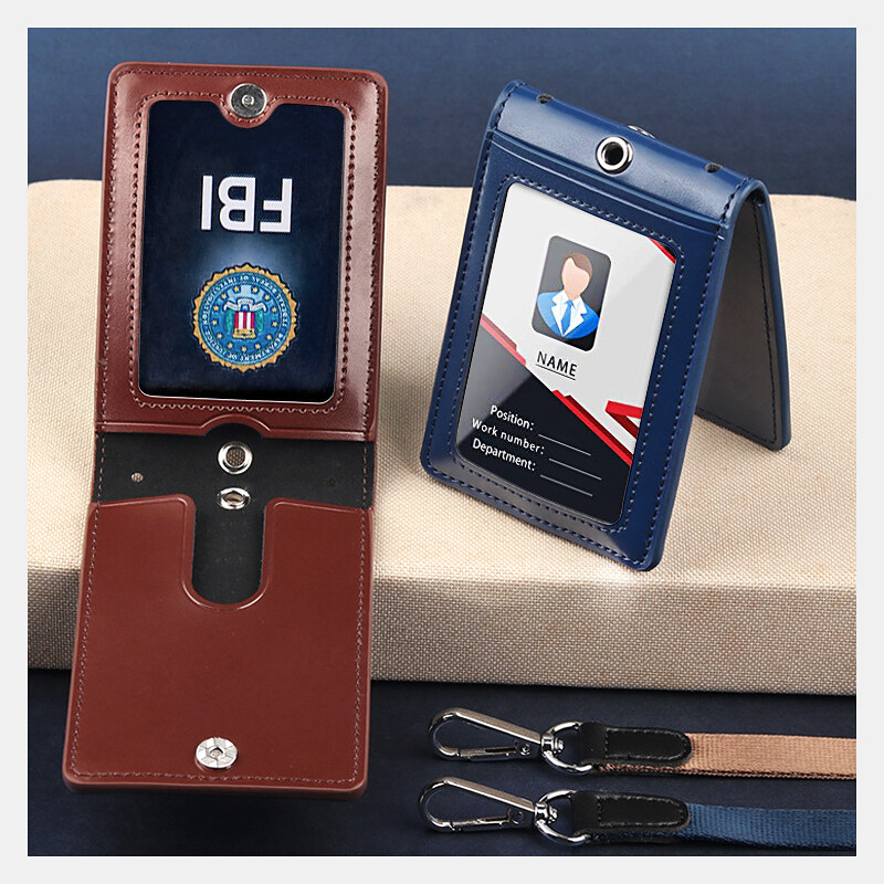Genuine Leather ID Badge Holde - Leatherworker Name ulasan dan harga