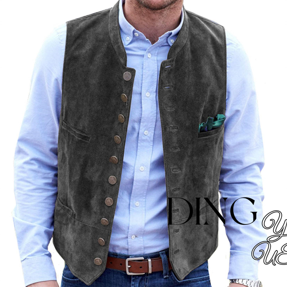 Men's Suede Leather 10-button  - Leather Work Vest ulasan dan harga