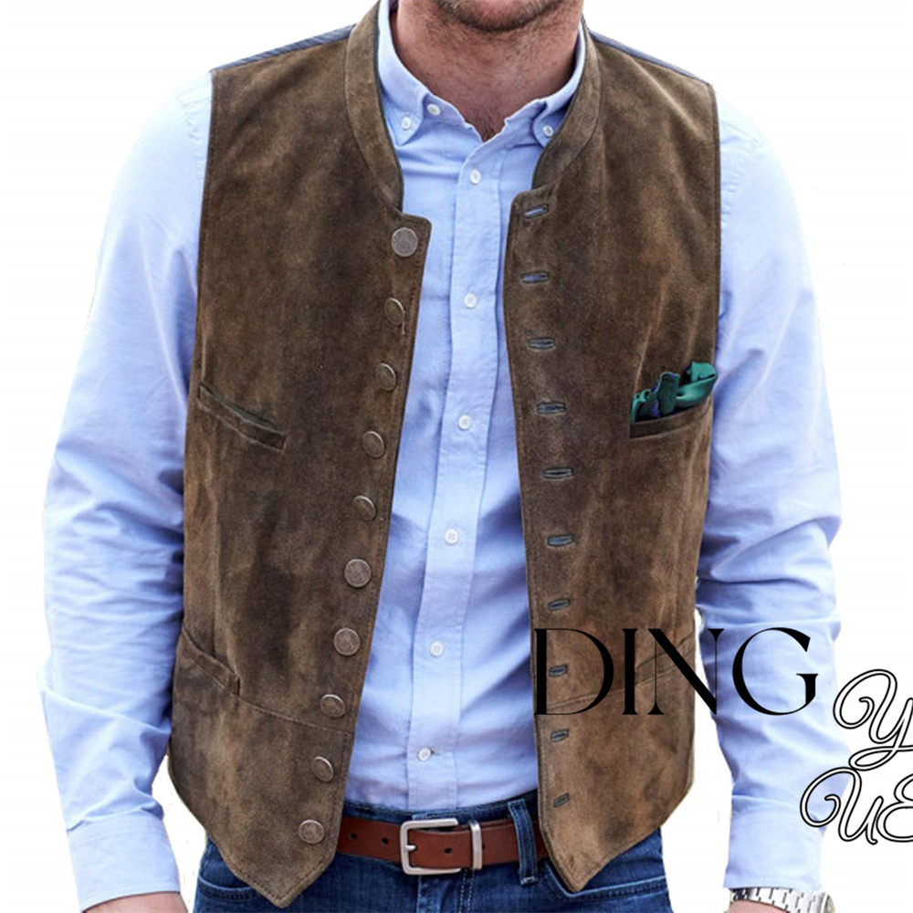 Men's Suede Leather 10-button  - Leather Work Vest ulasan dan harga