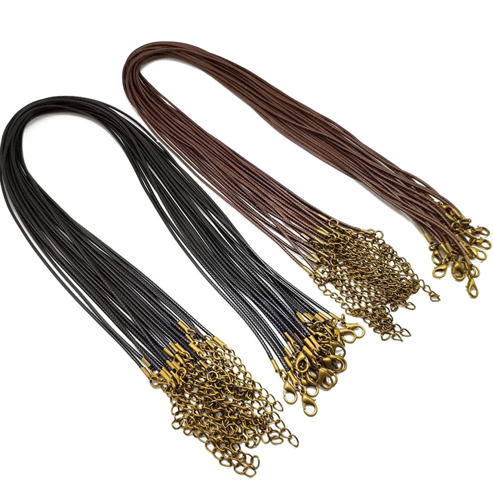 20pcs 45cm Brown Waxed Necklac - Leatherwork Diy ulasan dan harga
