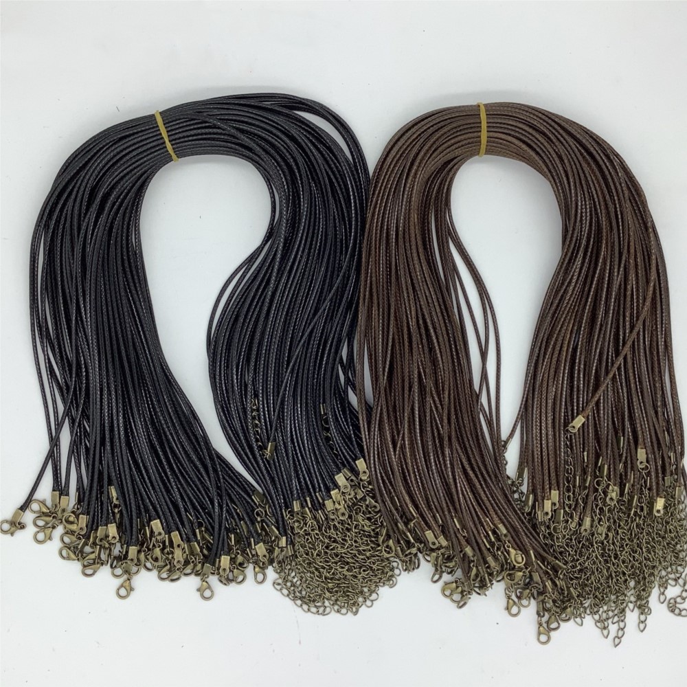 20pcs 45cm Brown Waxed Necklac - Leatherwork Diy ulasan dan harga