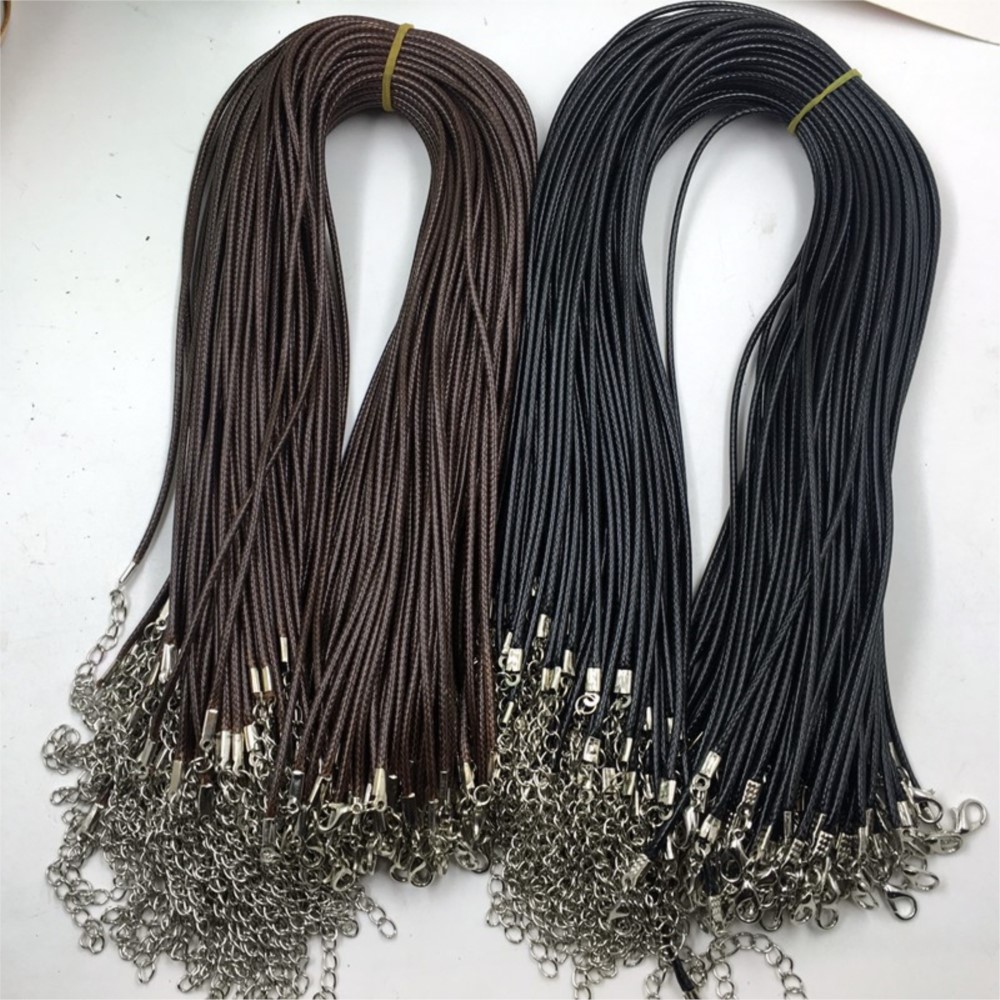 20pcs 45cm Brown Waxed Necklac - Leatherwork Diy ulasan dan harga