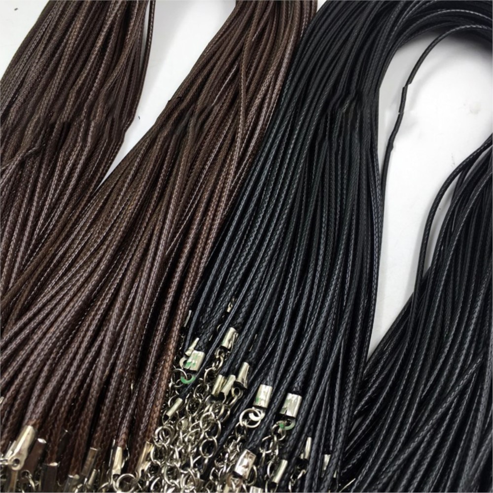 20pcs 45cm Brown Waxed Necklac - Leatherwork Diy ulasan dan harga