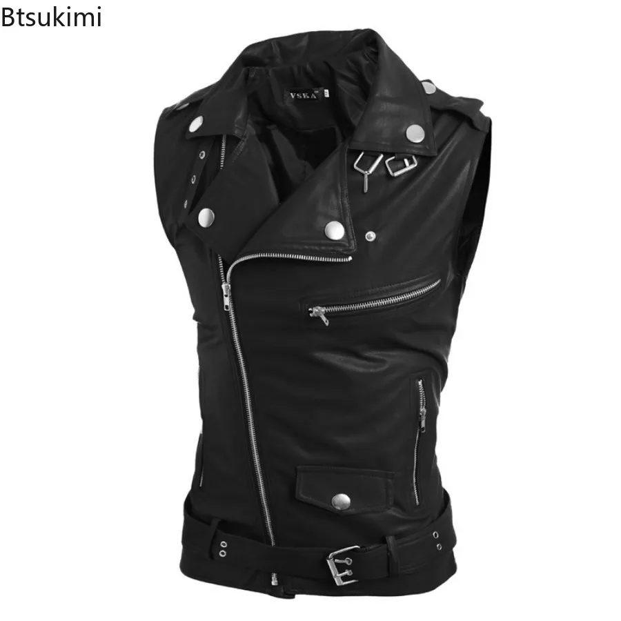 2026 Men's Casual PU Leather V - Leather Work Vest ulasan dan harga