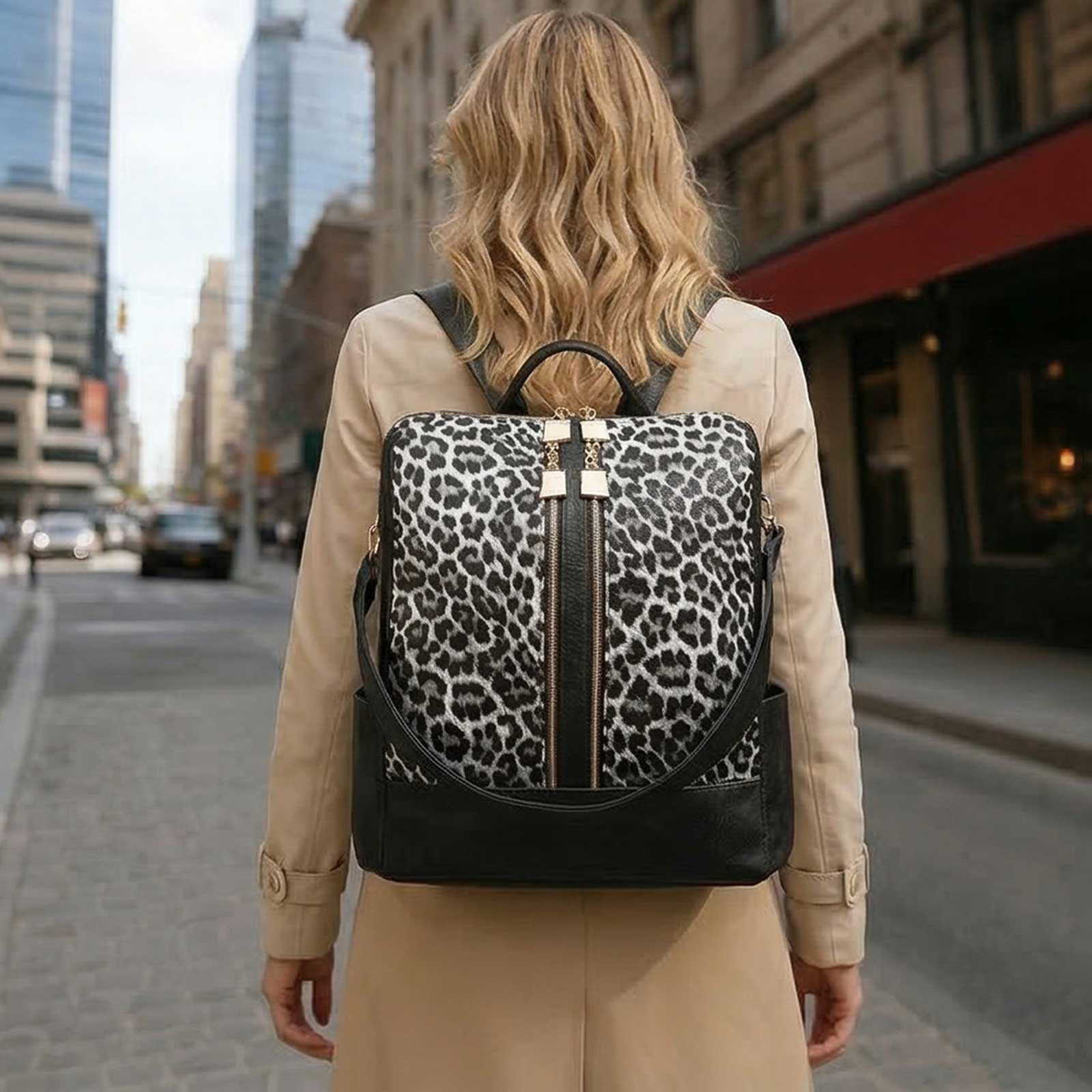 Womens Backpack Purse Leopard  - Leather Work Womens Backpack ulasan dan harga
