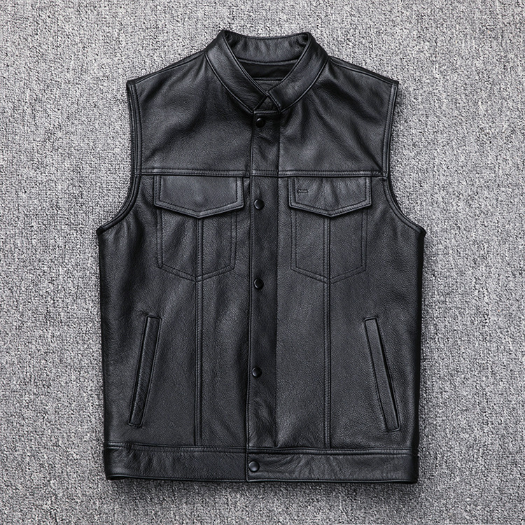Men's  Leather Biker Vest Blac - Leather Work Vest ulasan dan harga