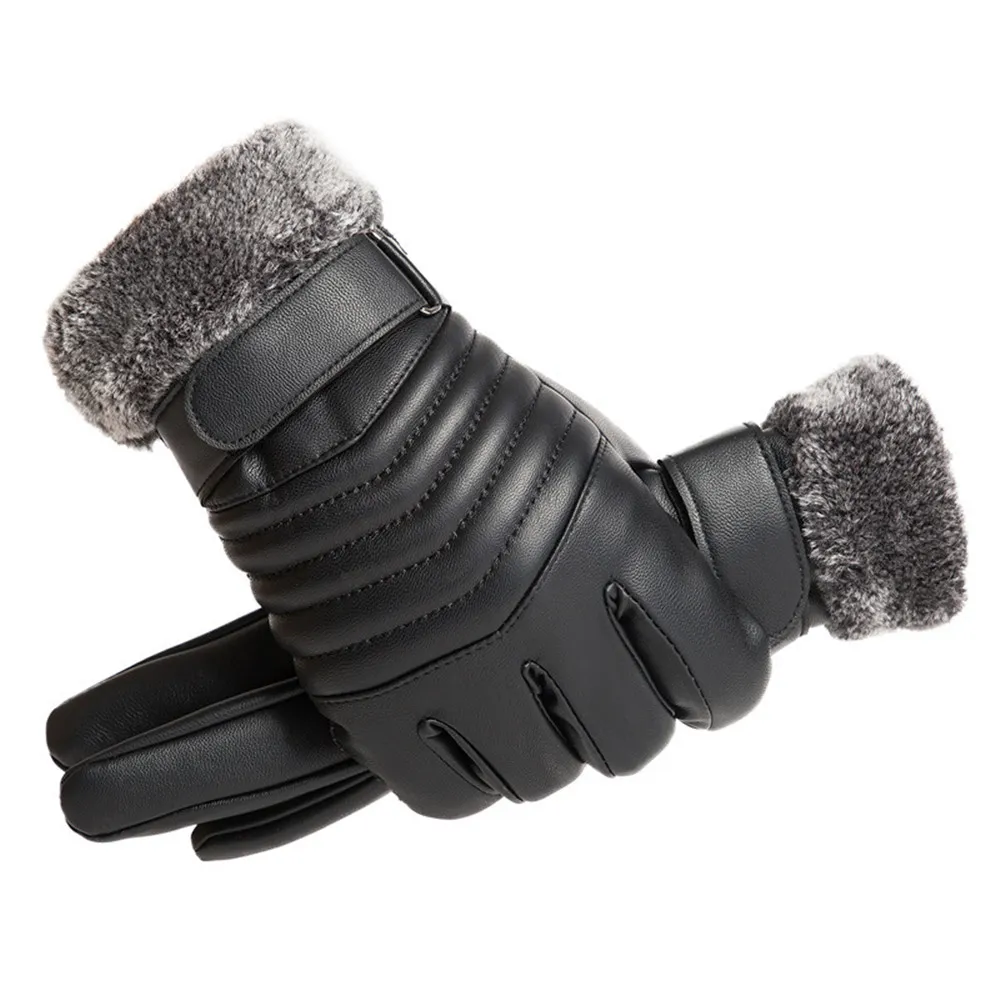 Gloves Winter MEN'S Fur Mouth  - Leather Work Winter Gloves ulasan dan harga