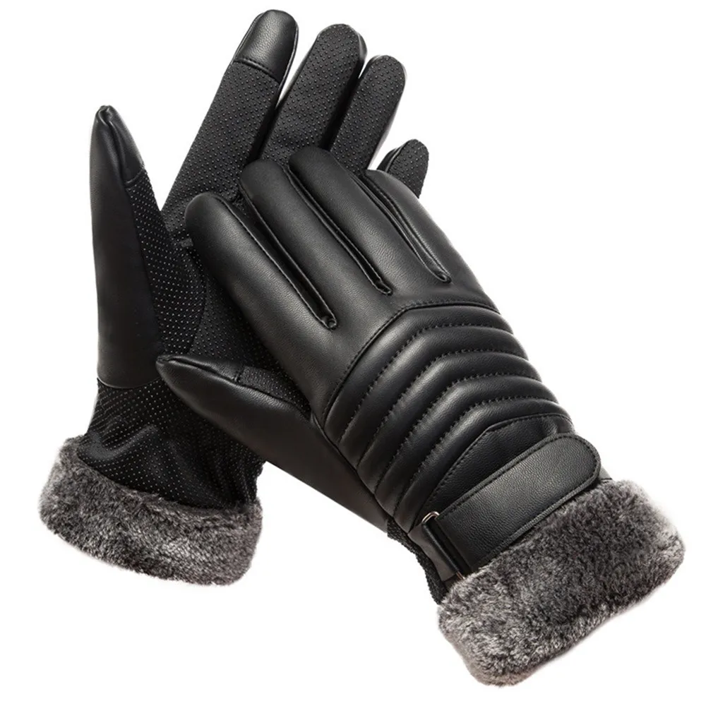 Gloves Winter MEN'S Fur Mouth  - Leather Work Winter Gloves ulasan dan harga