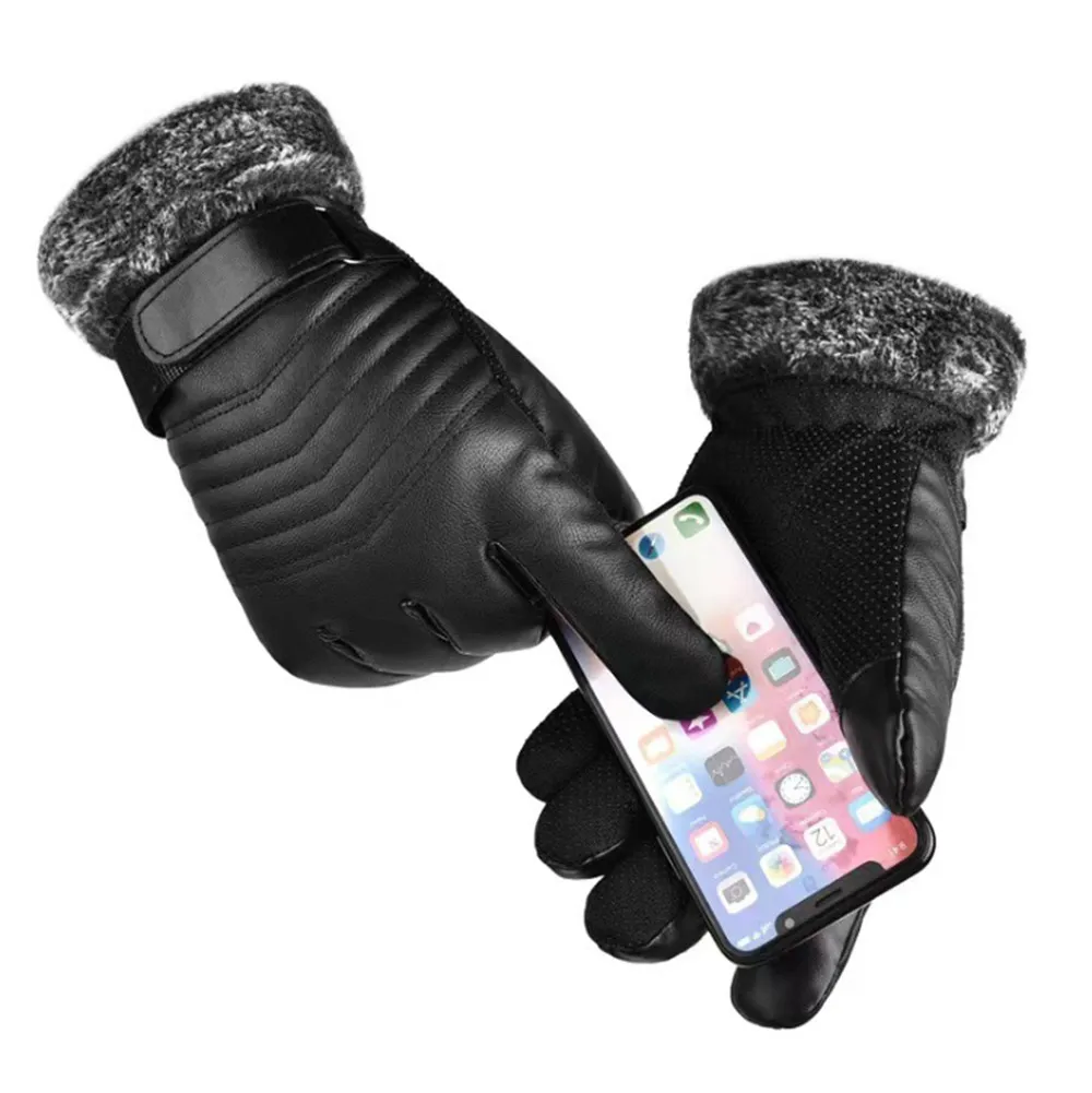 Gloves Winter MEN'S Fur Mouth  - Leather Work Winter Gloves ulasan dan harga