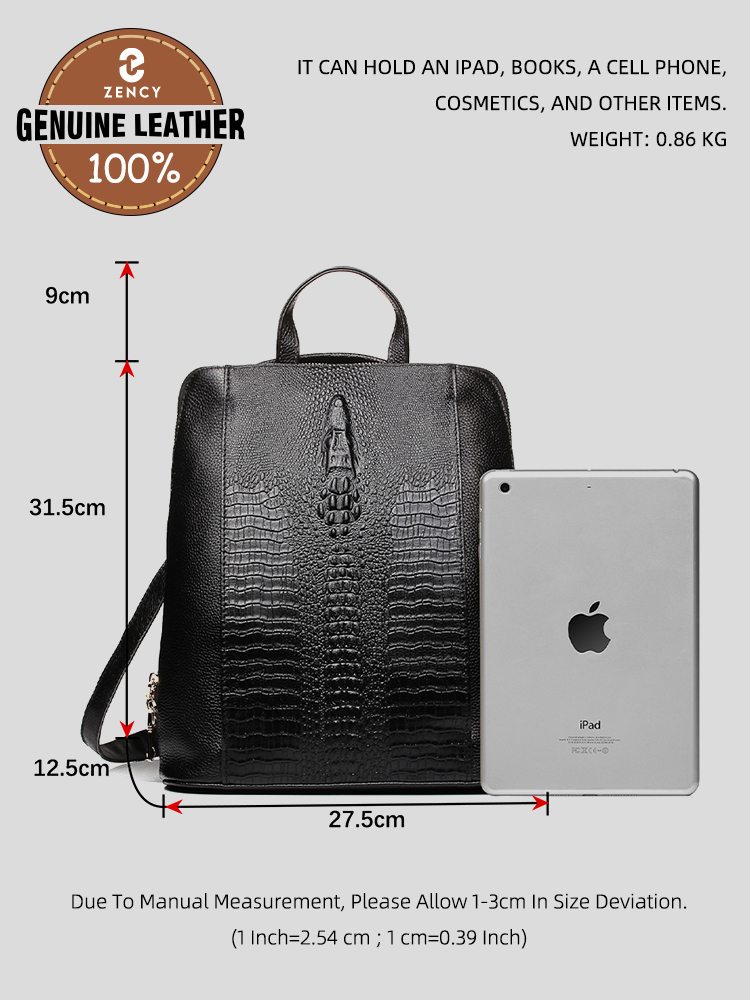 Zency Women's Crocodile Leathe - Leather Work Womens Backpack ulasan dan harga